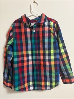 Cat & Jack Bright Multi-Color Plaid Button-Down Shirt